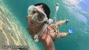 xsiteability.com - Carissa snorkeling in St Croix and open mouth bubbles thumbnail